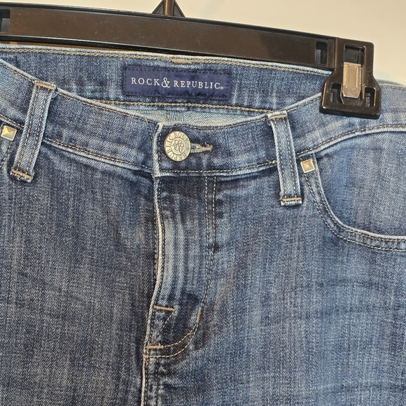 Rock & Republic Women's Jeans Berlin Sz 14 Straight Leg Lightly Acid Washed - Picture 4 of 7